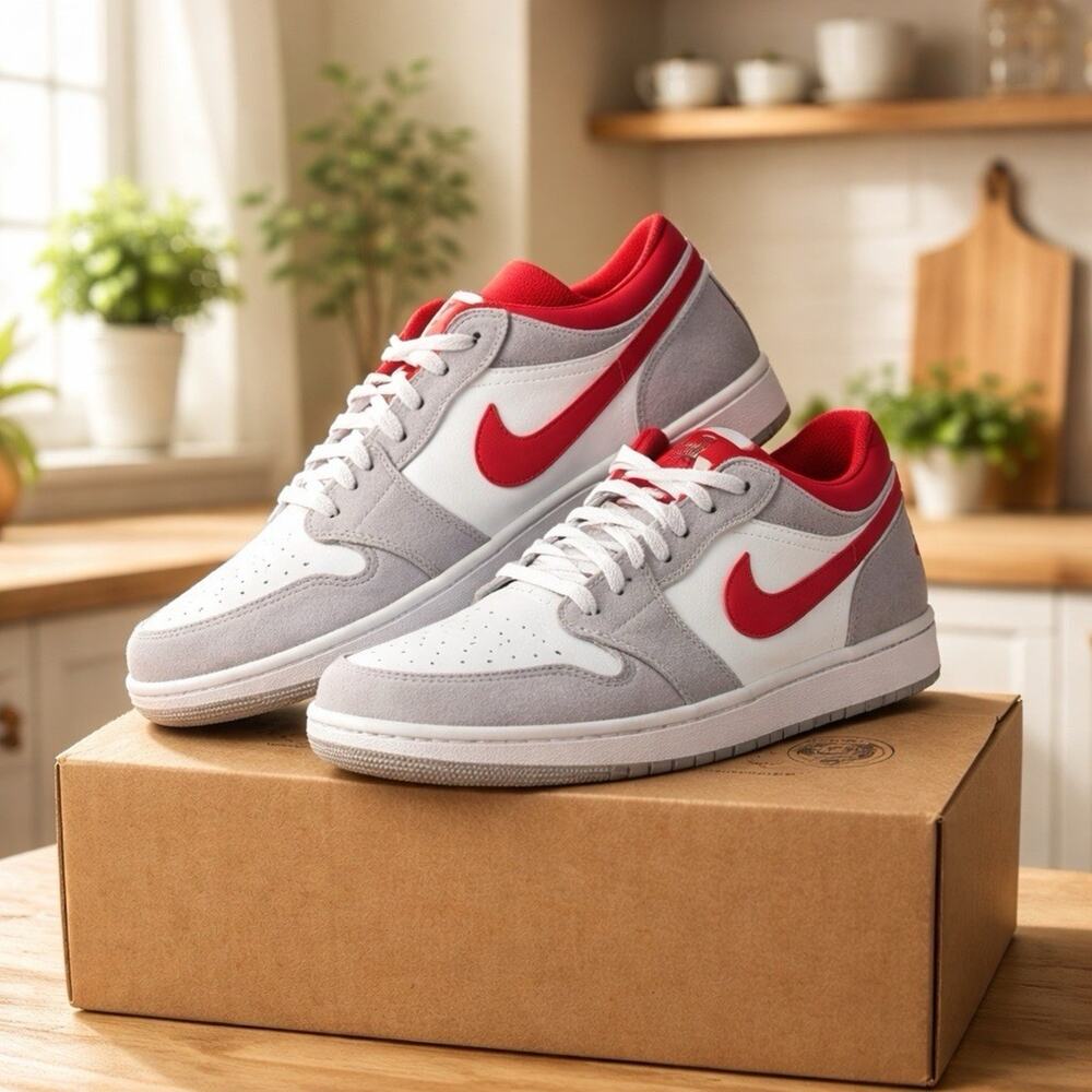 Size 12 - Air Jordan 1 SE Low Light Smoke Grey Gym Red